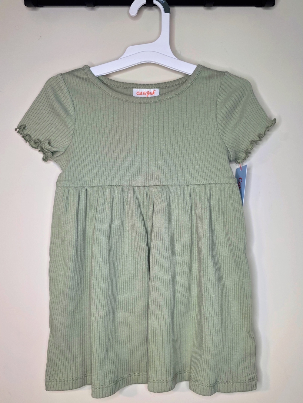 Cat & Jack - Sage Green Ribbed Short Sleeve Toddler Girl Dress